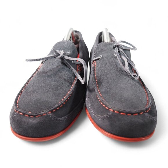Rockport Malcom Tie Moc Toe Suede Loafers Men's 10.5 Dark Grey Red - Picture 3 of 11
